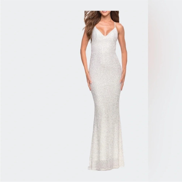 La Femme Dresses & Skirts - La Femme White Sequin Gown 2